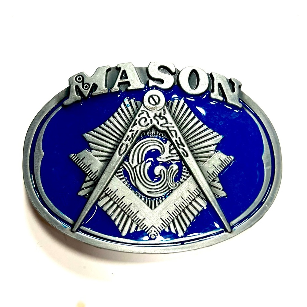 Silver Blue Mason Member Mens Fashion Belt Buckle
